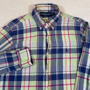 Ralph Lauren Custom Fit‎ Plaid Button Down Shirt Mens Size Medium